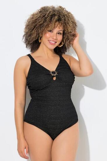 Femme Maillot de bain avec bonnets souples tissu scintillant et soleil doré
