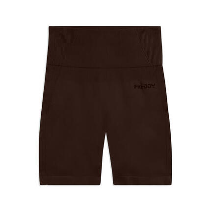 Leggings courts sans couture à taille haute et empiècements côtelés