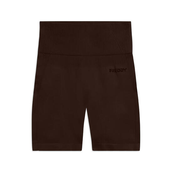 Leggings courts sans couture à taille haute et empiècements côtelés