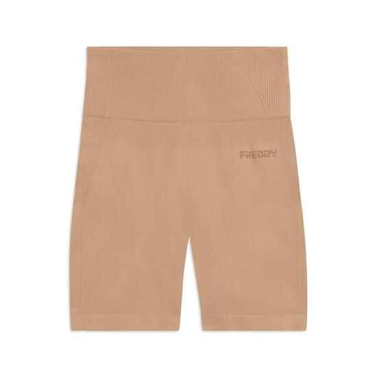 Leggings courts sans couture à taille haute et empiècements côtelés