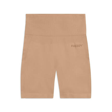 Leggings courts sans couture à taille haute et empiècements côtelés