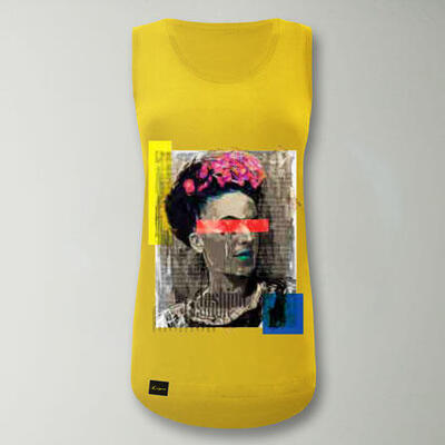 Dames fitness tanktop katoen geel