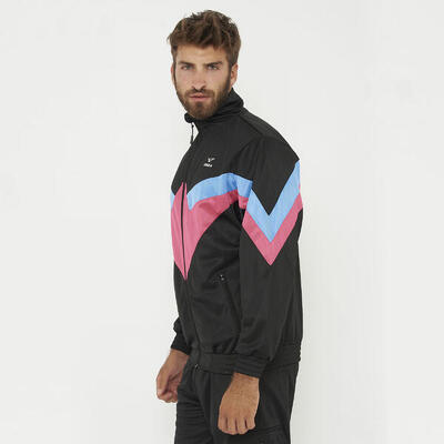 Dames hardloopkleding lichte jas zwart-fuchsia model loose