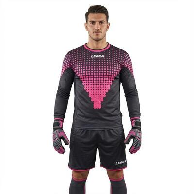 Kit portiere calcio Allianz 100% poliestere grigio scuro-fuxia