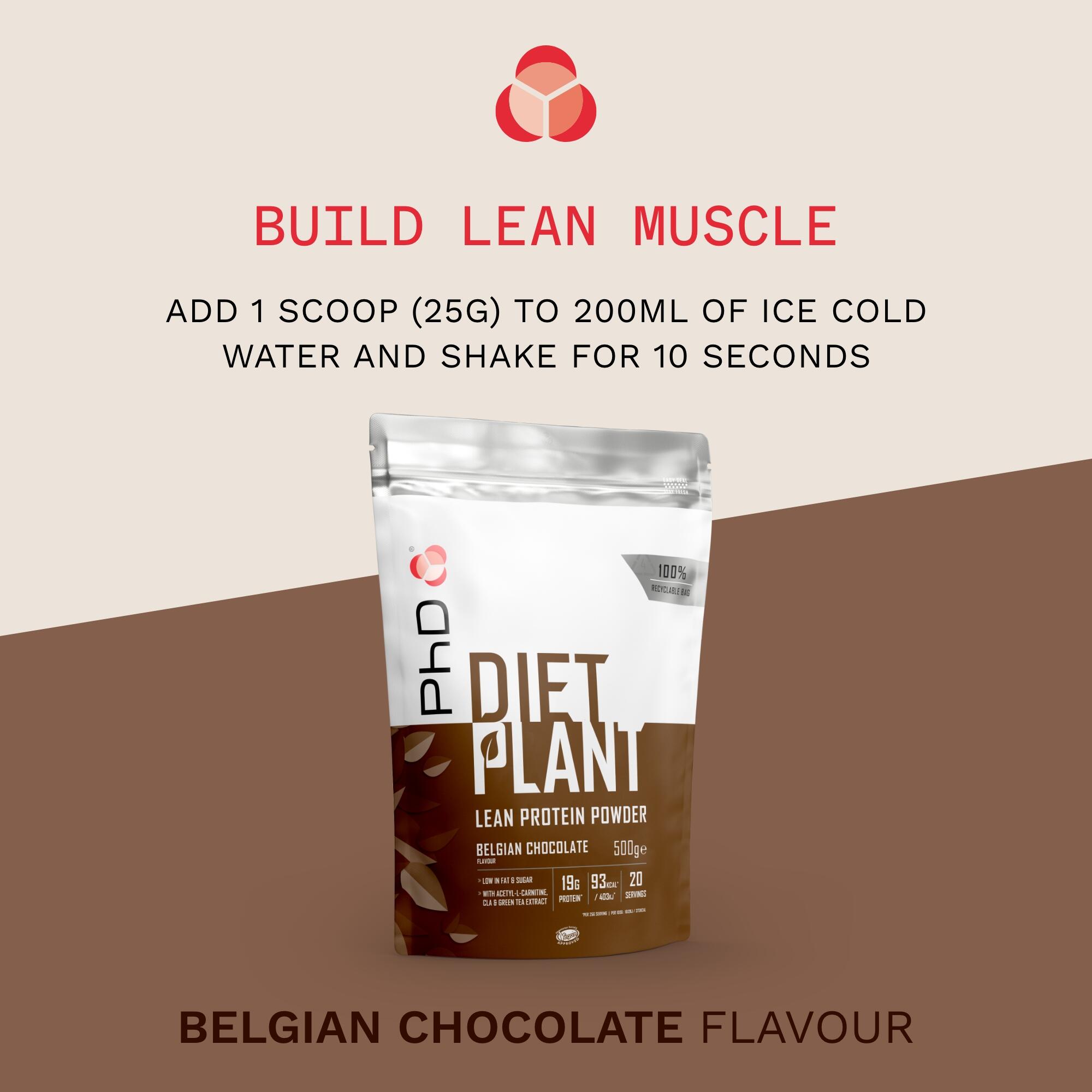 PhD Diet Plant Protein (500g) Belgian Chocolate - Eiweiße - Veganes Eiweiß 3/5