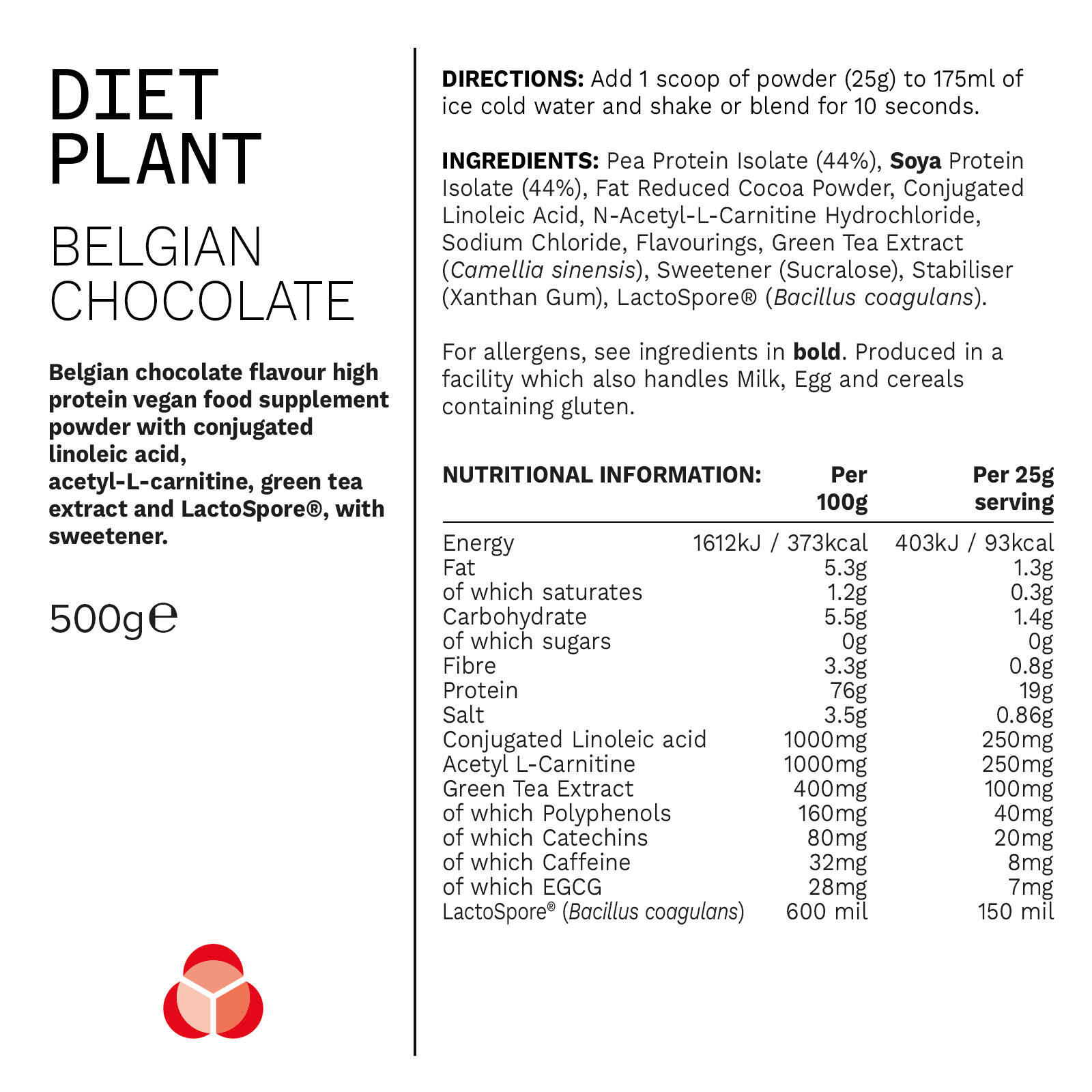 PhD Diet Plant Protein (500g) Belgian Chocolate - Eiweiße - Veganes Eiweiß 5/5