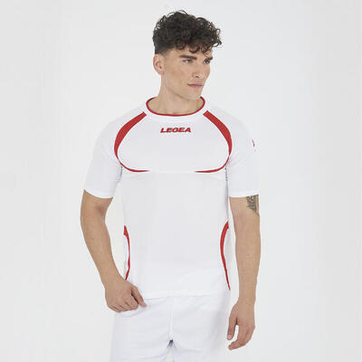 maglia running uomo manica corta traspirante bianco-granata
