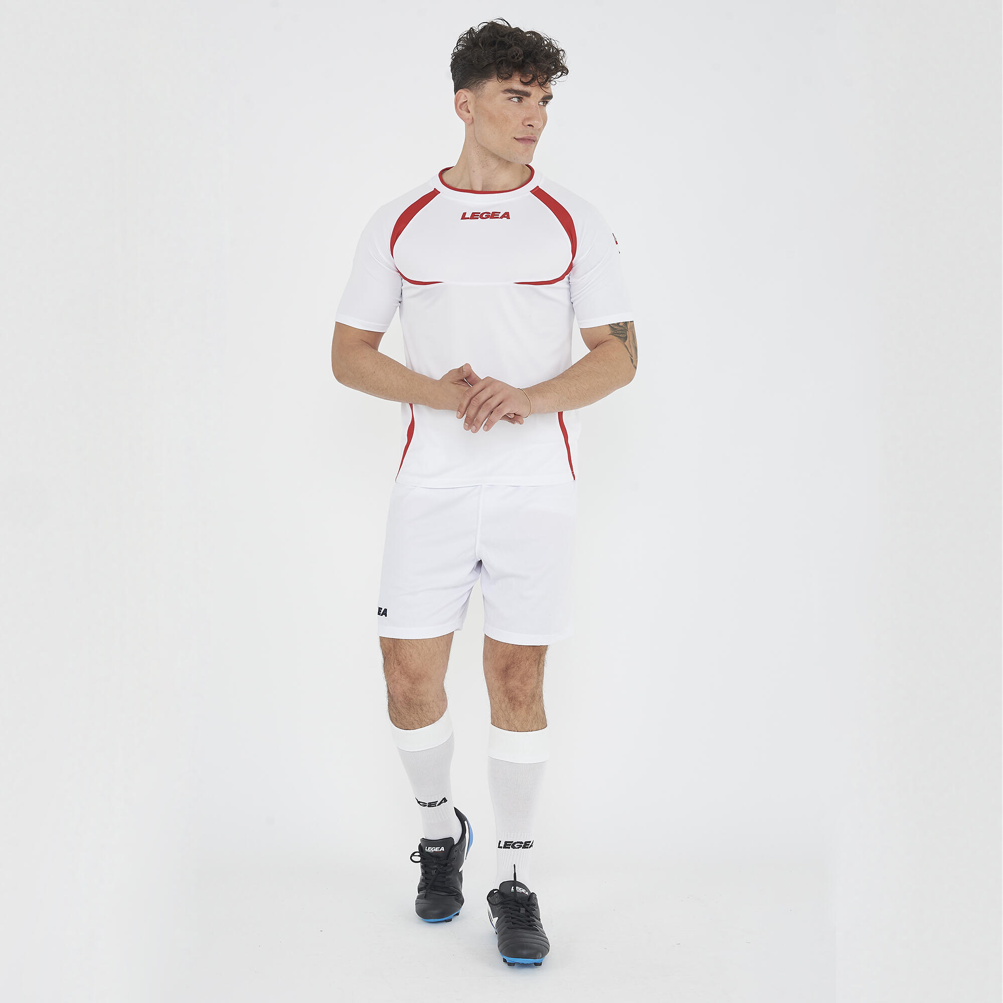 T-shirt de running homme à manches courtes respirante blanc-rouge 3/6