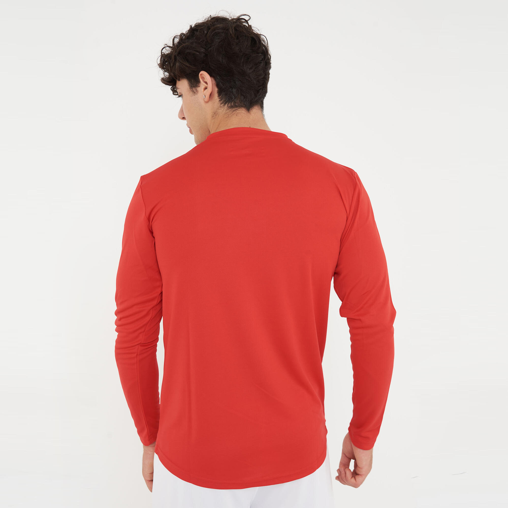 Homme Course T-shirt Manches Longues Rouge-Blanc 3/7