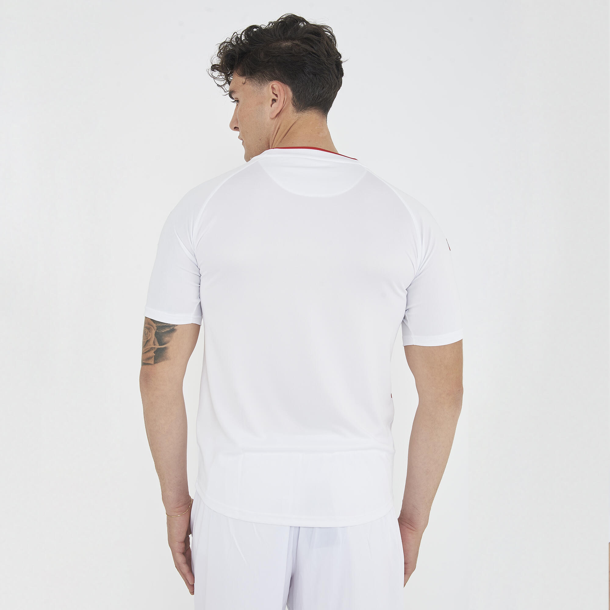 T-shirt de running homme à manches courtes respirante blanc-rouge 2/6