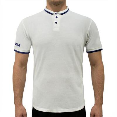 Polo da tennis manica corta in cotone blu-bianco