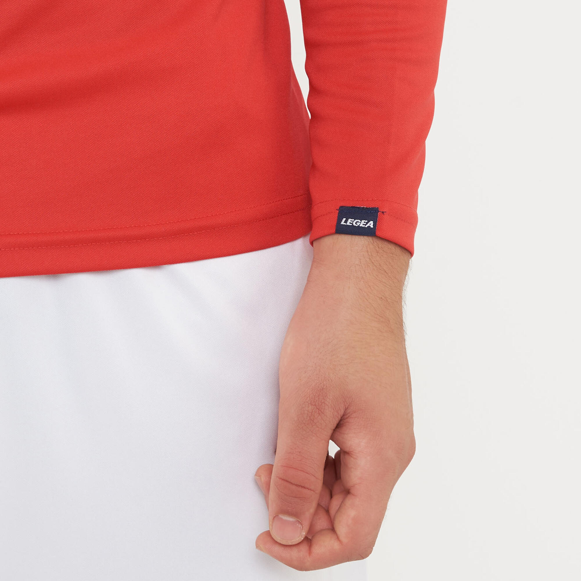 Homme Course T-shirt Manches Longues Rouge-Blanc 5/7
