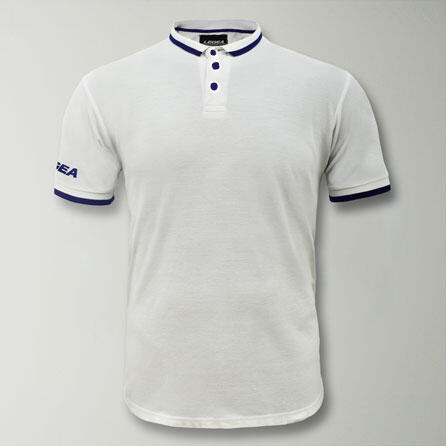 Homme Tennis Polo Coton Manches Courtes Blanc-Bleu 2/4