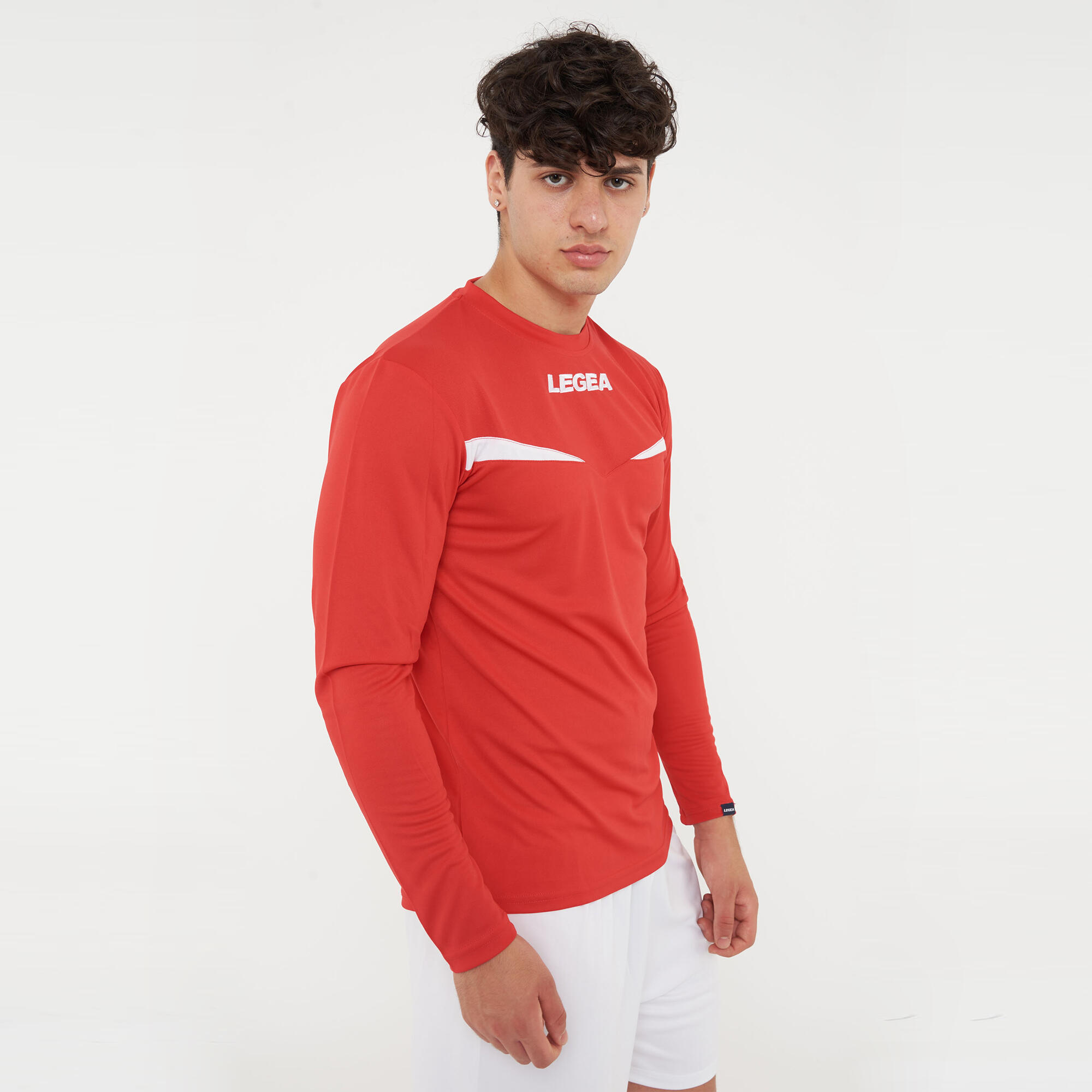 Homme Course T-shirt Manches Longues Rouge-Blanc 4/7