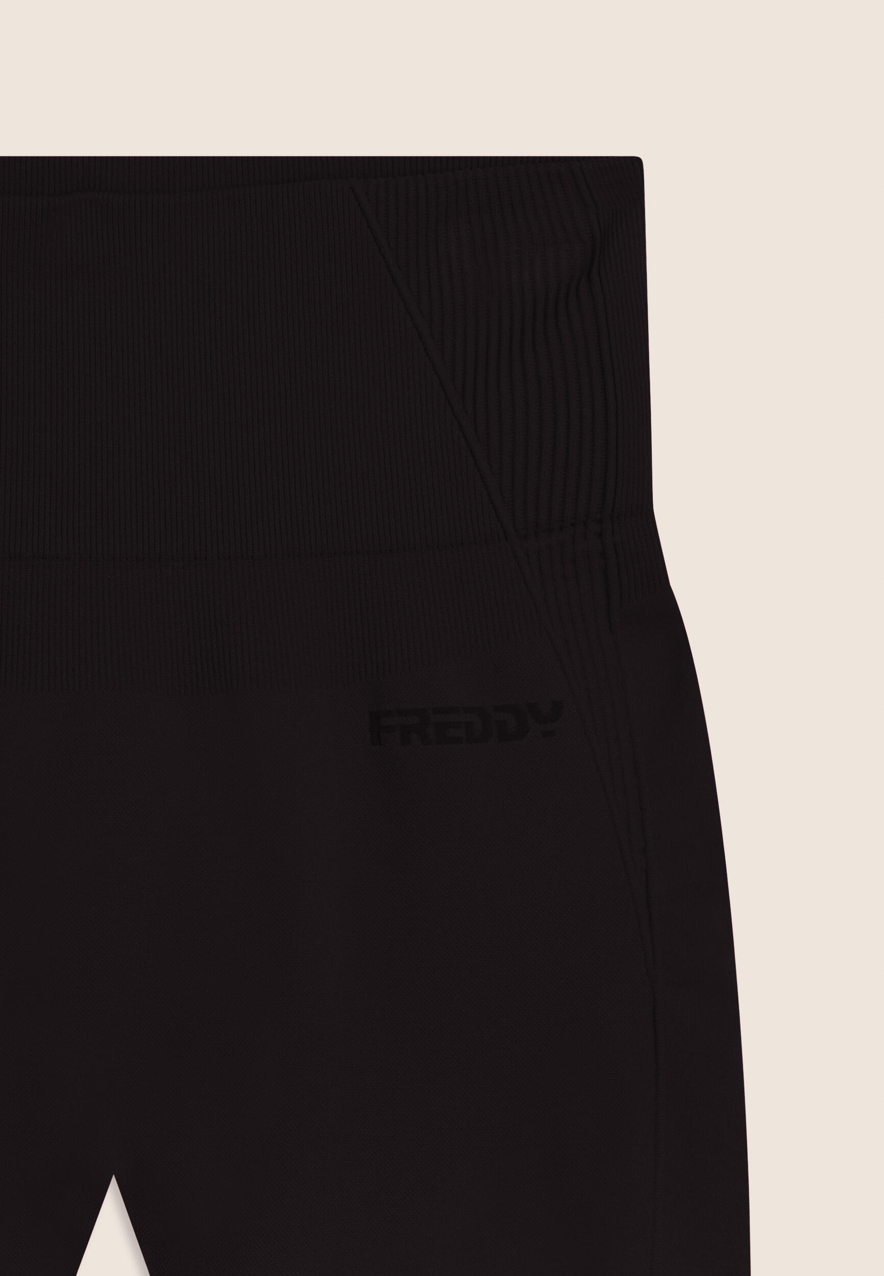 Leggings Seamless 7/8 con Vita Alta e Inserti in Costina 3/3