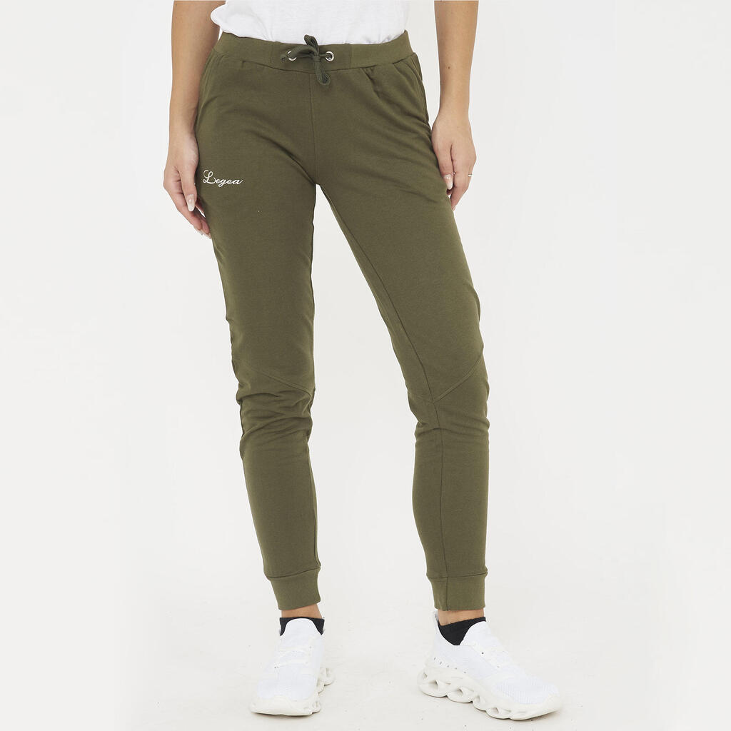 Women's Fitness Pants Cotton Zip Pocket Military Green