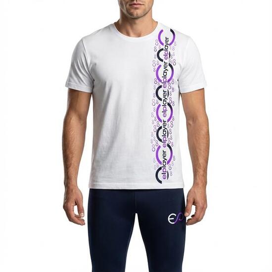 Homme Ensemble Entraînement Coton Élasthanne Blanc-Bleu