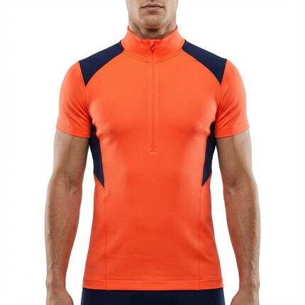 Damen Lauf T-Shirt Fluoreszierendes Koralle-Schwarz