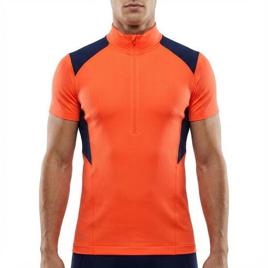 Damen Lauf T-Shirt Fluoreszierendes Koralle-Schwarz