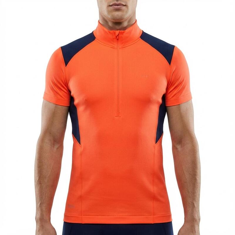 Bărbați Running T-shirt Loop Traspirant Cu Cuciture Plate Arancio Fluo-Blu