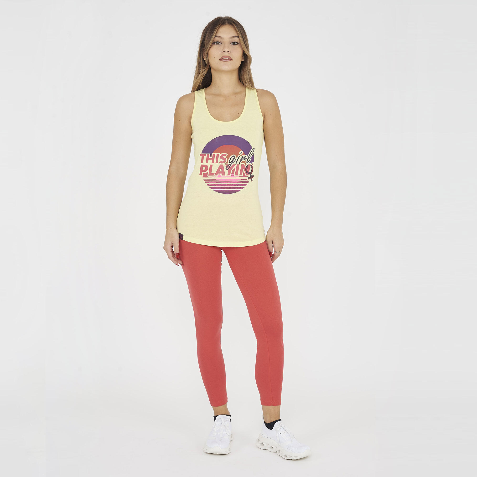 Leggings de yoga femme en coton élastique corail 5/5