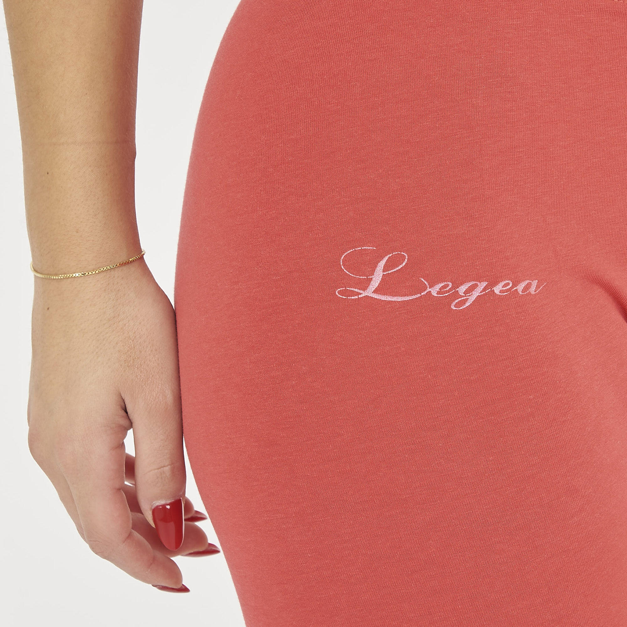 Leggings de yoga femme en coton élastique corail 4/5