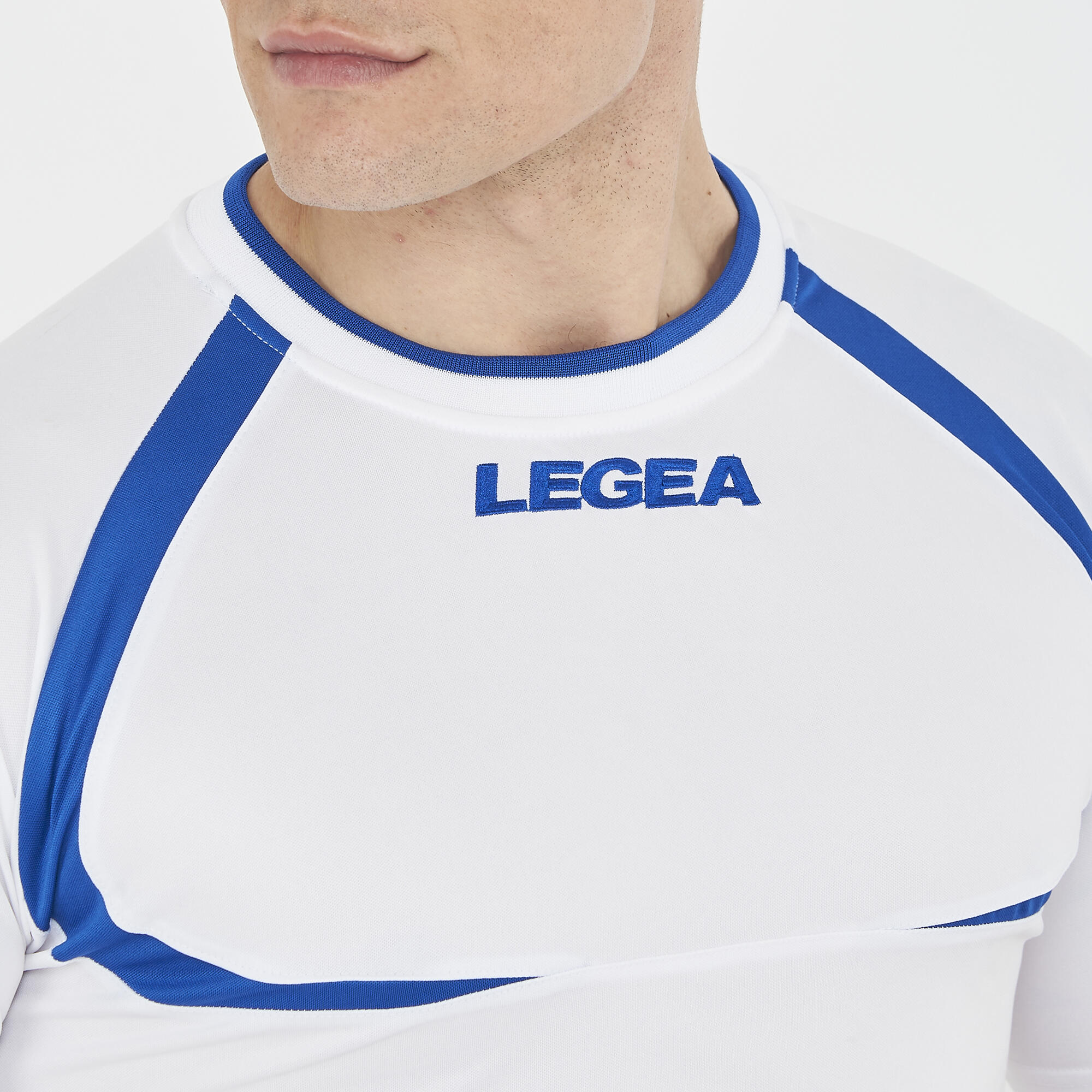 T-shirt homme running respirant blanc-bleu 3/6