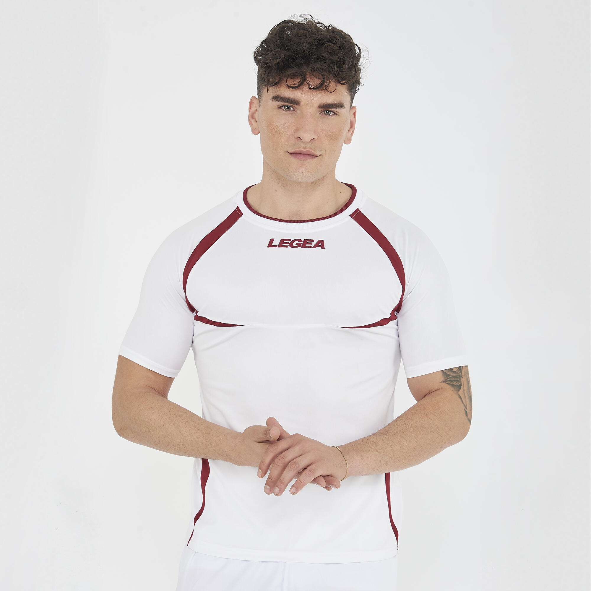 Barbat Running Tricou Maneca Scurta Traspirant Alb-Granat