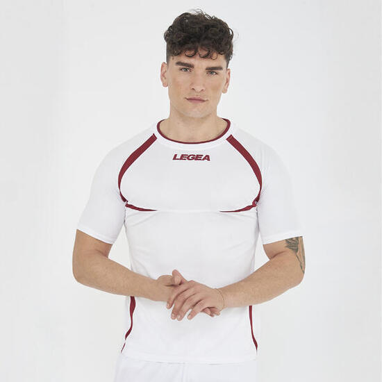 maglia running uomo manica corta traspirante bianco-granata