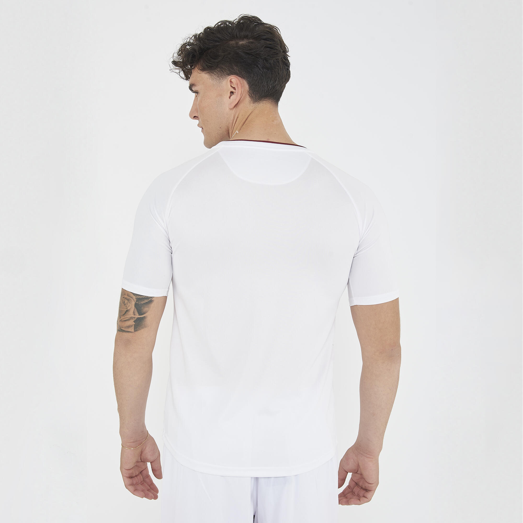 Atmungsaktives Herren-Laufshirt kurzarm weiß-granat 2/6