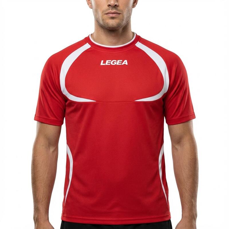 Barbati Running Tricou Manica Scurta Traspirant Rosu Alb