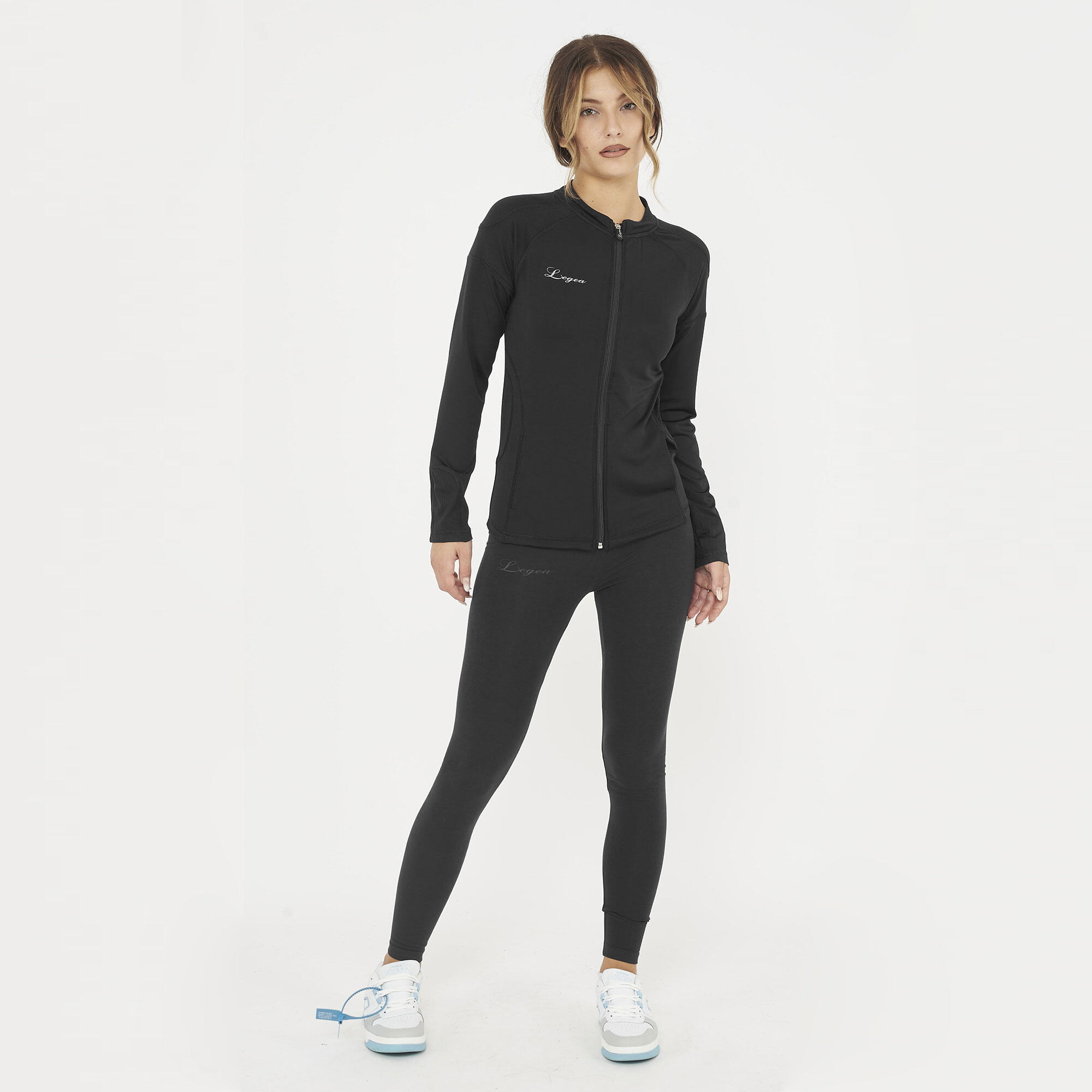 Damen Yoga Leggings Hochgeschnitten Schwarz Modell MAVERY 3/6