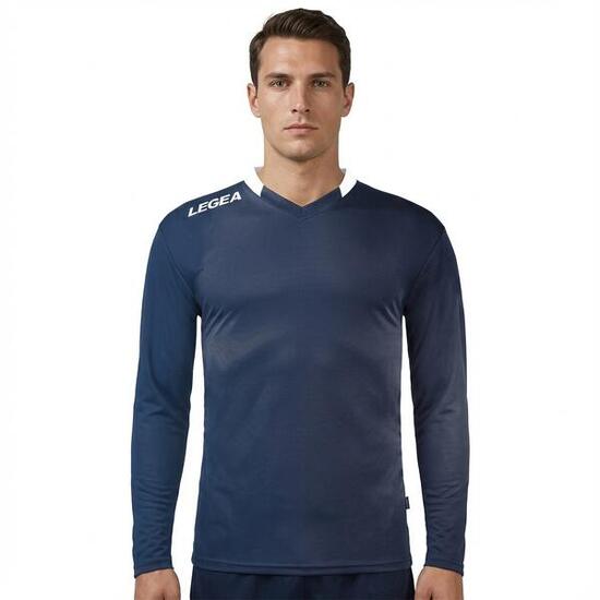 Homme Football Maillot Monaco ML Manches Longues Bleu-Blanc