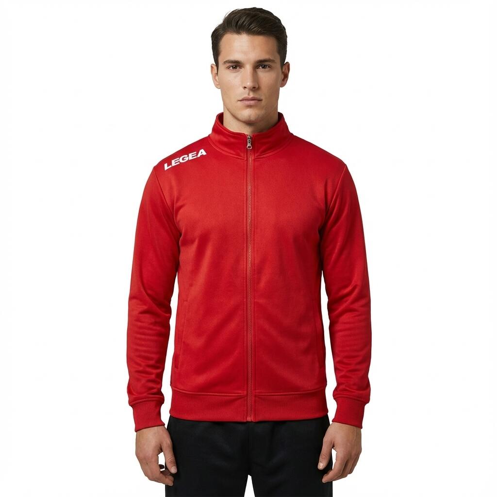 Суичър за тренировки с еластична качулка червено