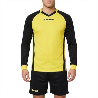 Heren voetbal shirt met lange mouwen amsterdam geel-blauw