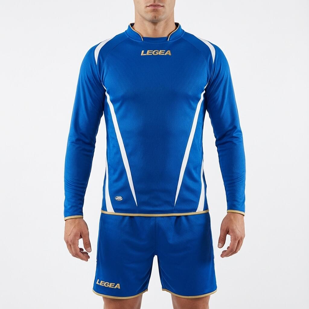 Bărbați Fotbal Maglia Compostela ML Traspirant Azzurro-Bianco