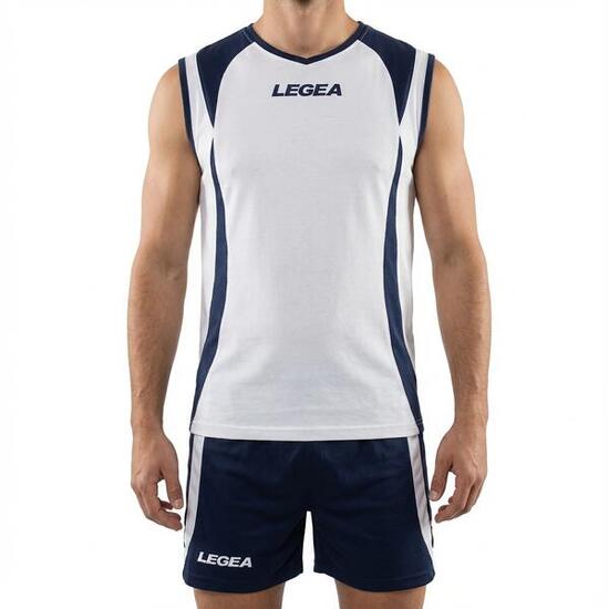 T-shirt et short de football blanc-bleu pour homme