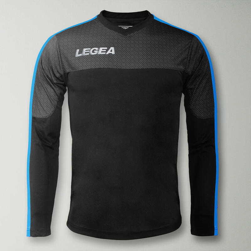 Bărbați Running Maglia Atene ML Traspirant Negru-Celeste Fluo