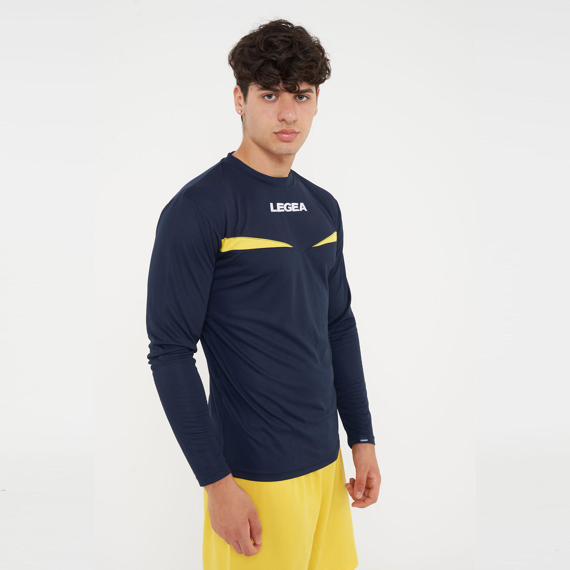 Homme Course T-shirt Manches Longues Bleu-Jaune 4/7