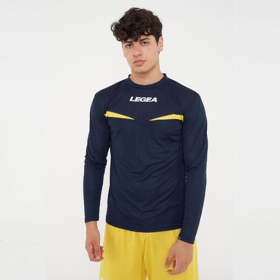 Homme Course T-shirt Manches Longues Bleu-Jaune