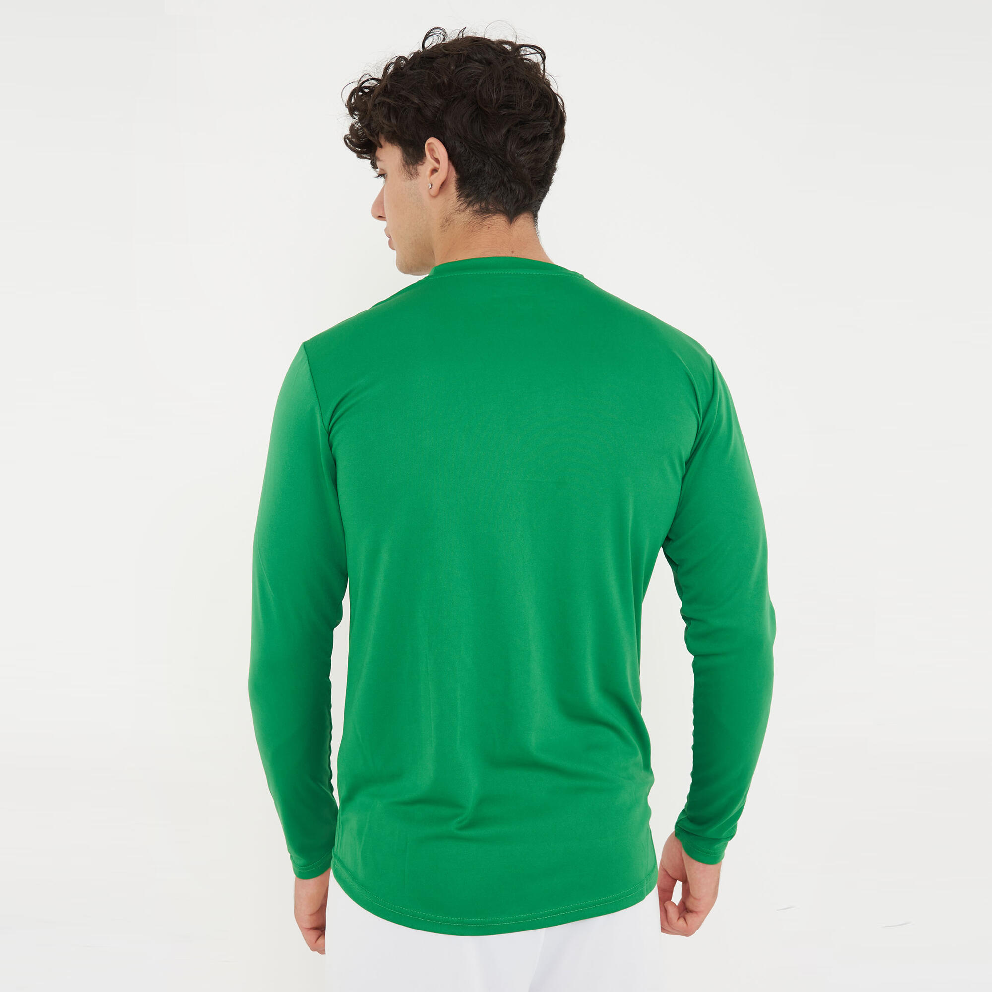 Homme Course T-shirt Manches Longues Vert-Blanc 3/7