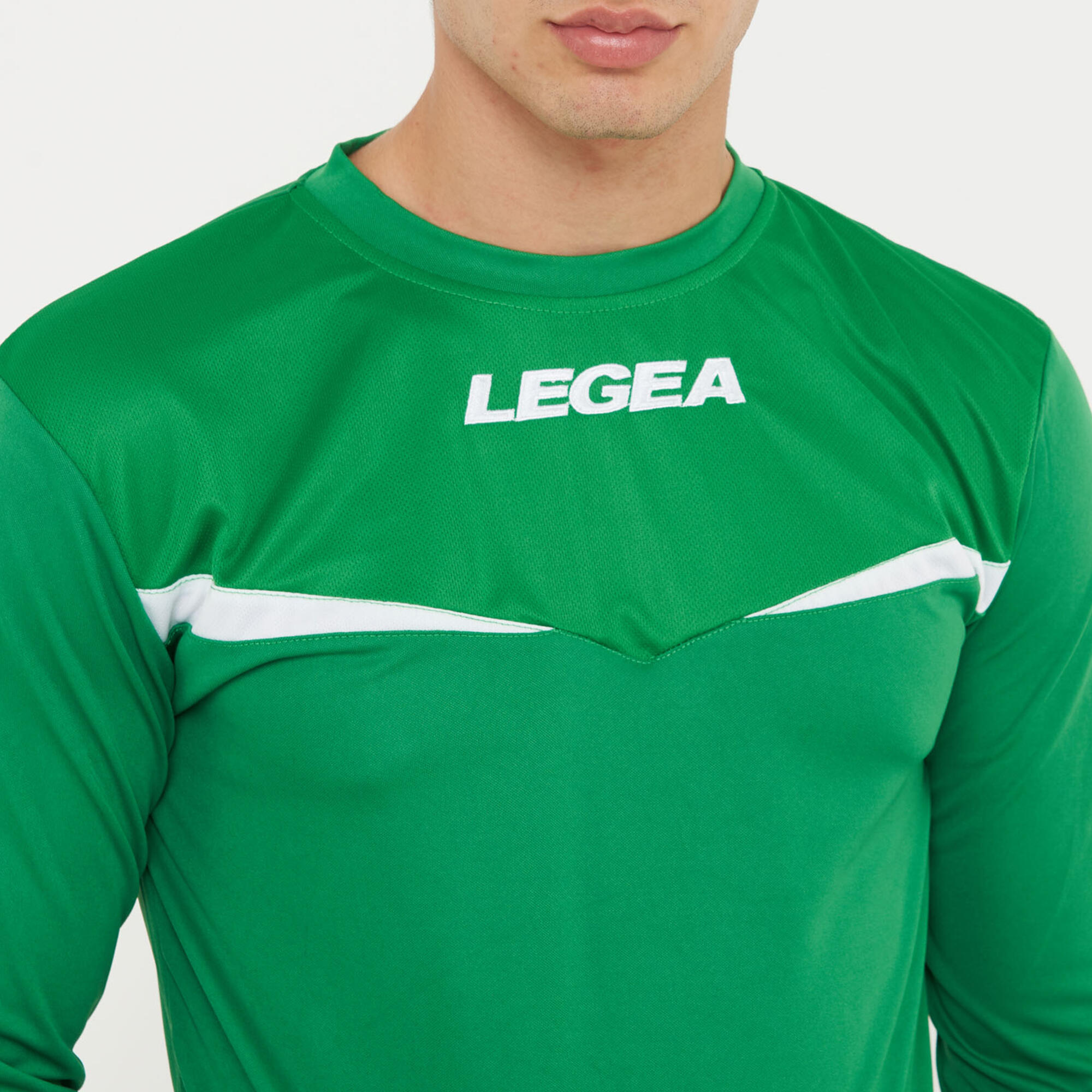 Homme Course T-shirt Manches Longues Vert-Blanc 5/7