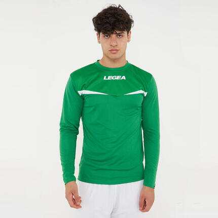 Homme Course T-shirt Manches Longues Vert-Blanc