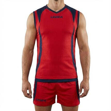 T-shirt et short de football rouge-bleu pour homme