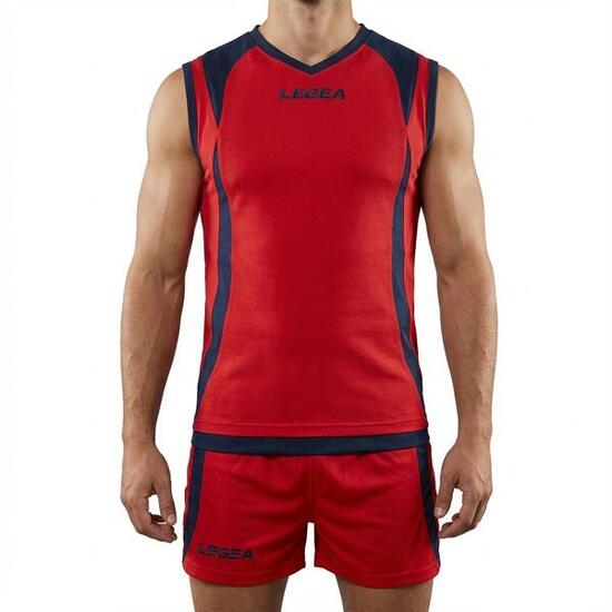 T-shirt et short de football rouge-bleu pour homme