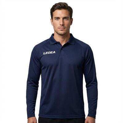 Heren hardloop polo lange mouwen sleutelkenmerken blauw