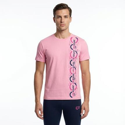 Homme Ensemble Entraînement Coton Élasthanne Rose-Bleu