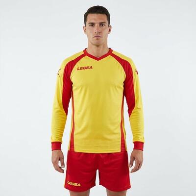 Heren voetbal shirt met lange mouwen amsterdam geel-blauw