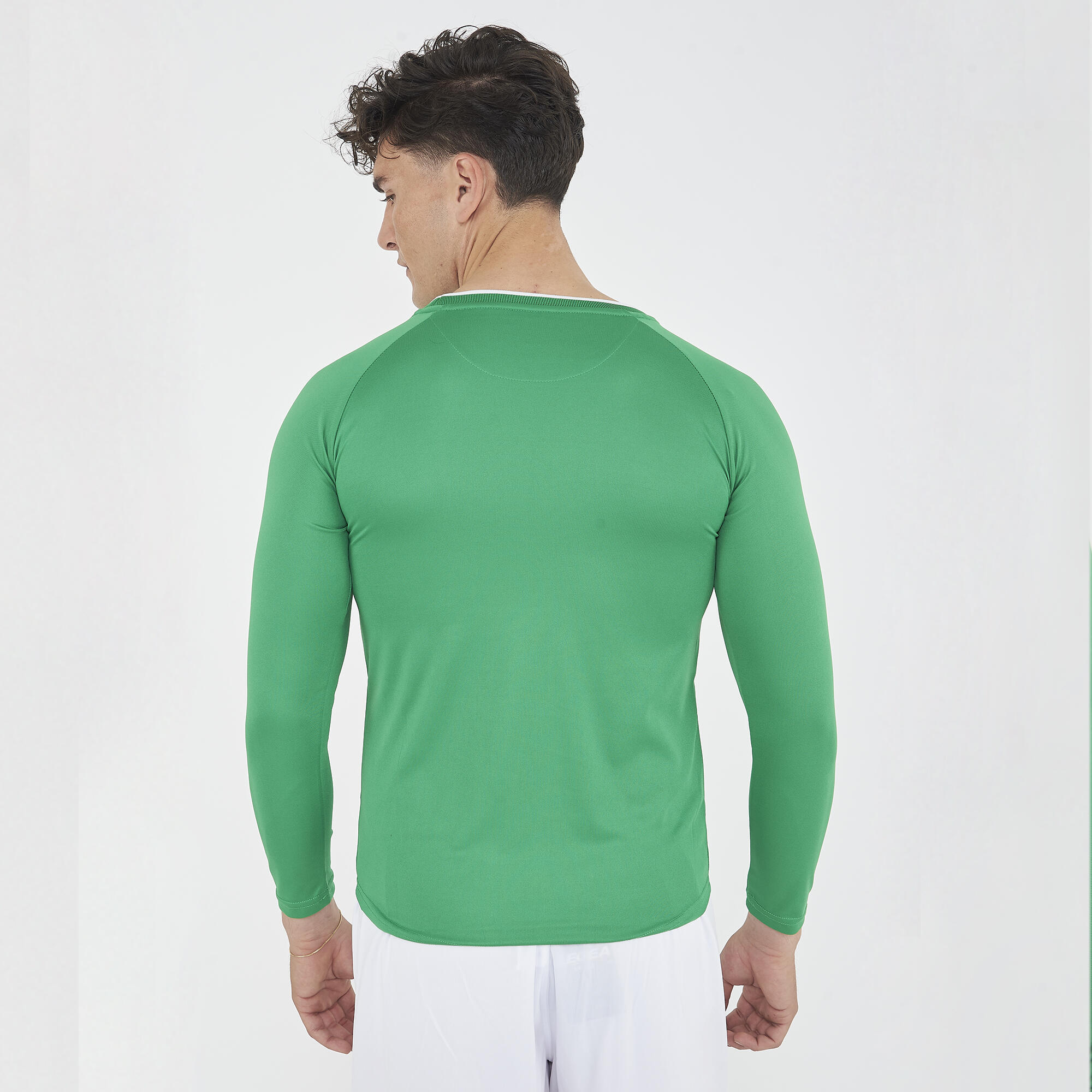 Atmungsaktives Langarm-Laufshirt für Herren in Grün-Weiß 2/6