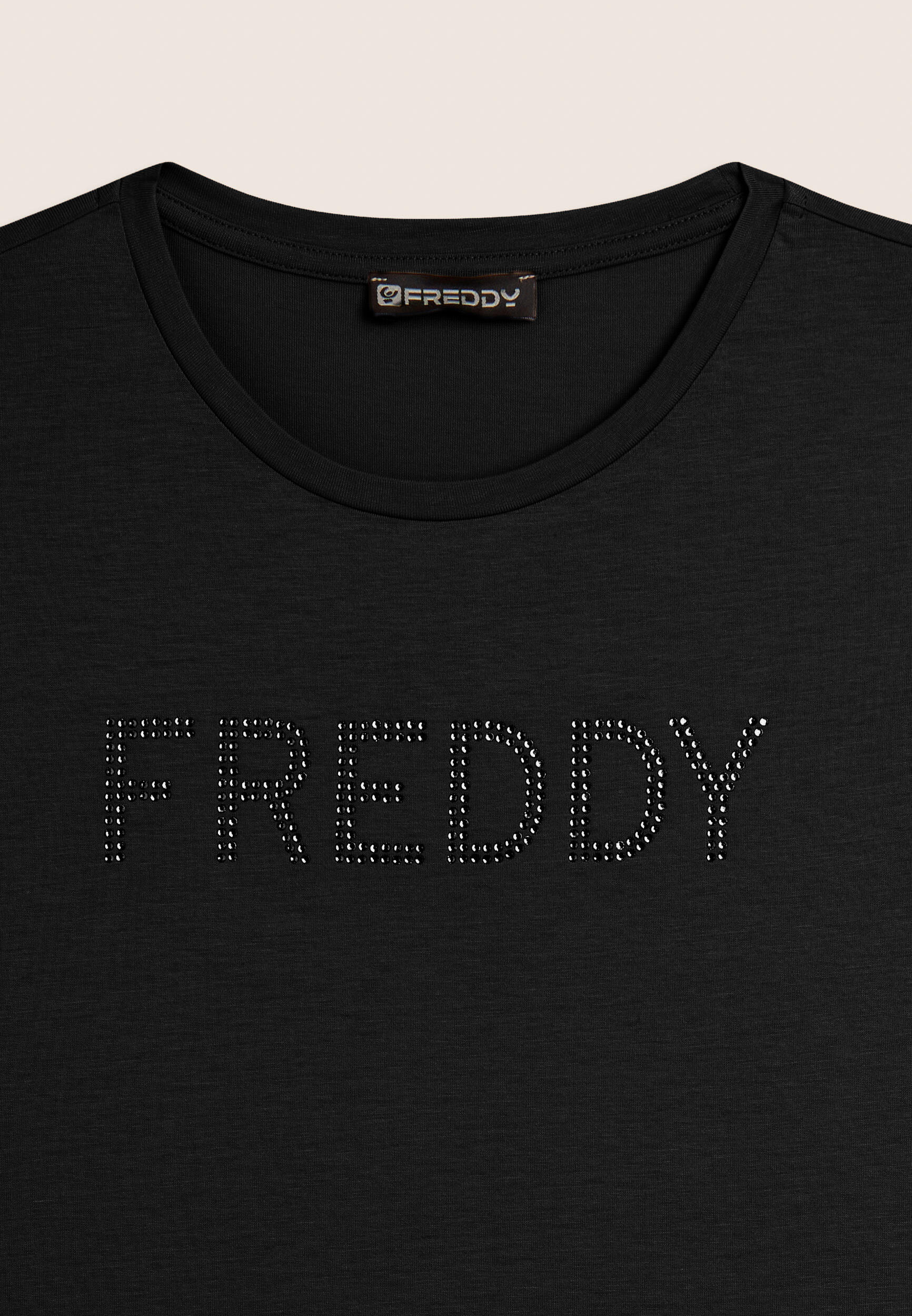 T-shirt met korte mouwen en FREDDY-logo in strass-steentjes 3/3